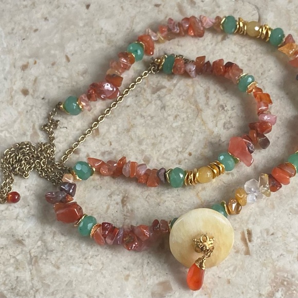 Minu Natural Stone & Pendant, Gold Tone, Necklace - Picture 3 of 7